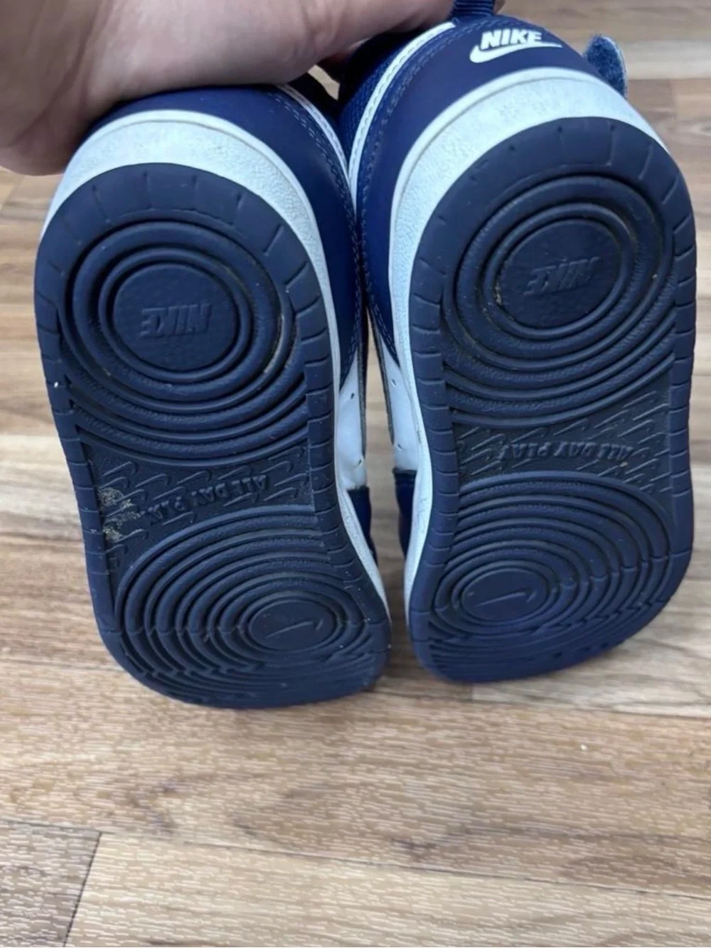 Nike Kids High-Top Sneakers in White and Navy Blue